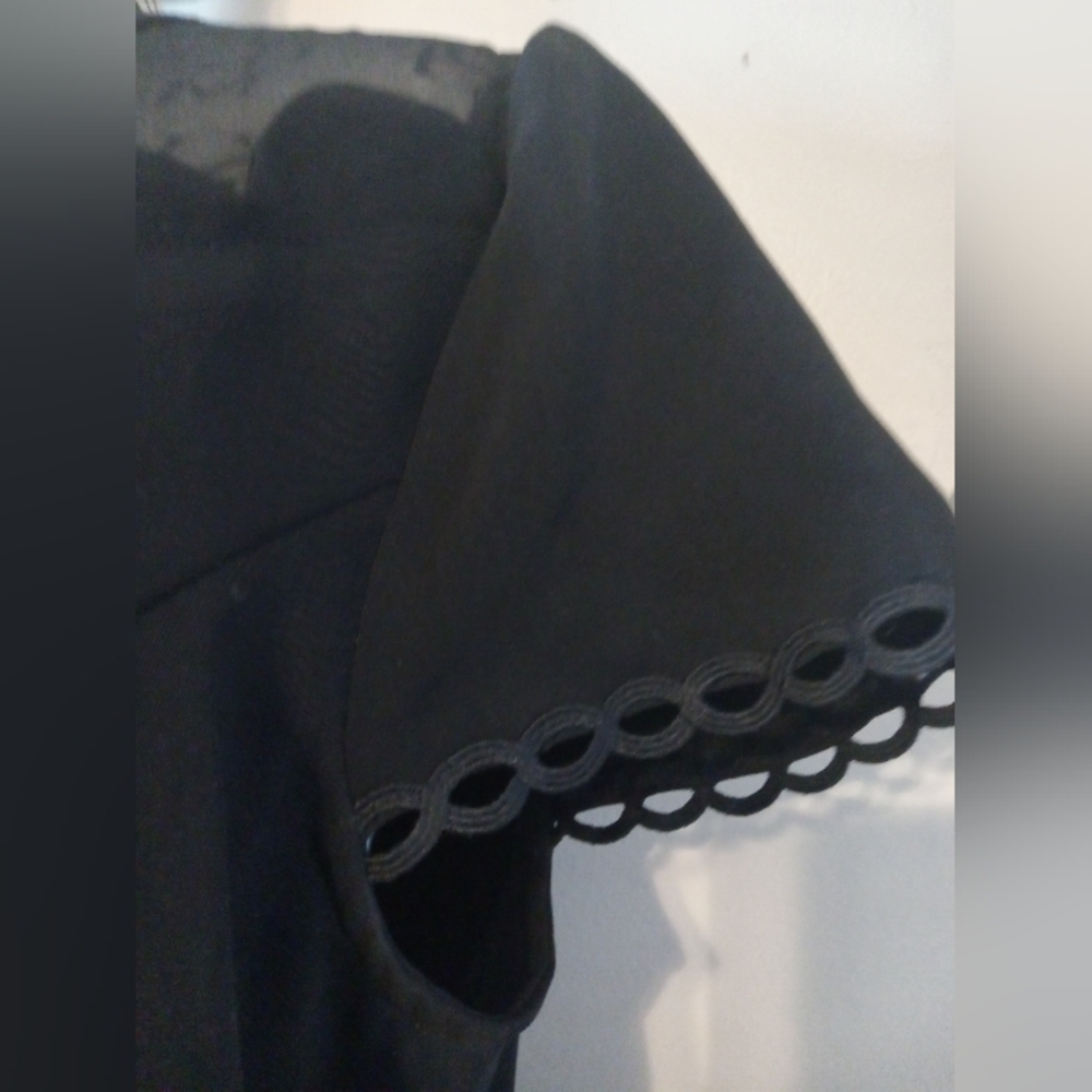 Anthropologie Black Scalloped Yoke Mini Dress - Picture 11 of 15